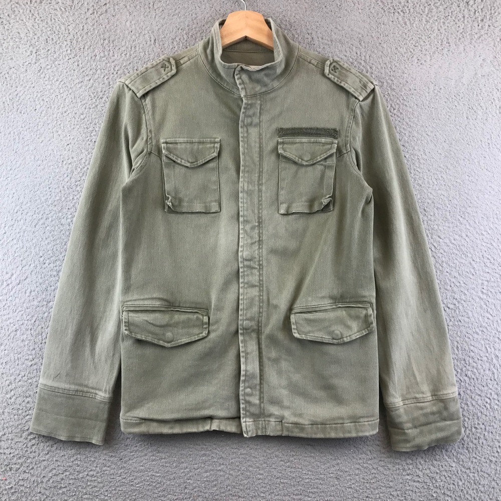 Anine Bing Jacket Womens XS Green Utility Military zip stand Up collar